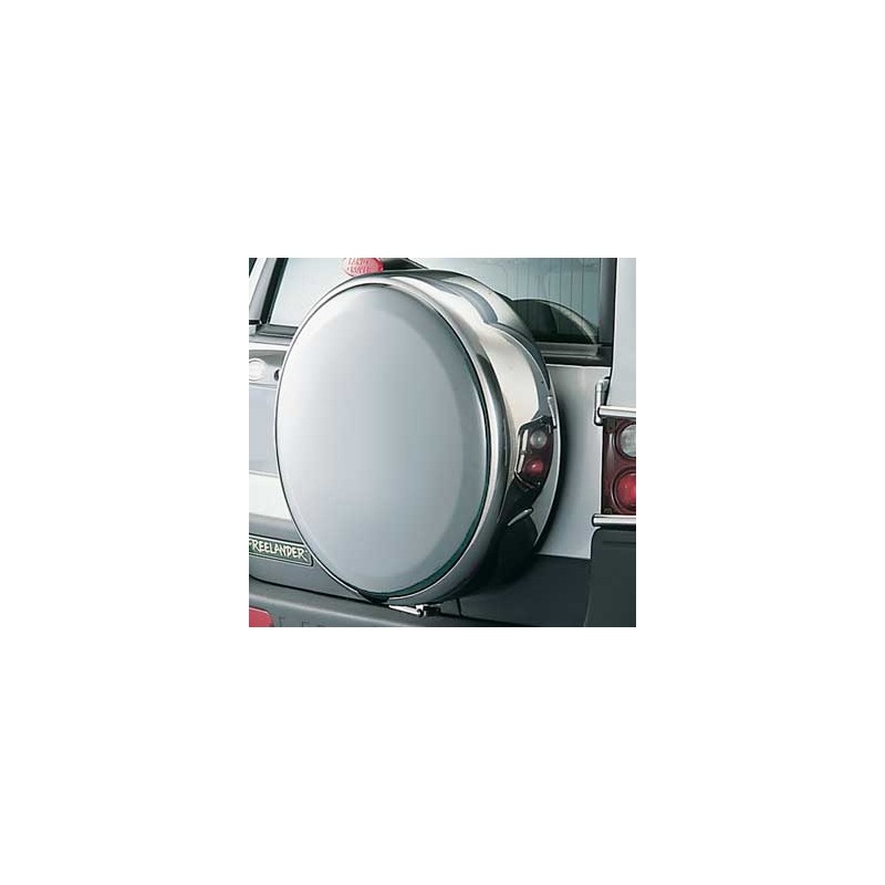 Funda de rueda trasera acero inox  225x70r17  tapa gris plata 