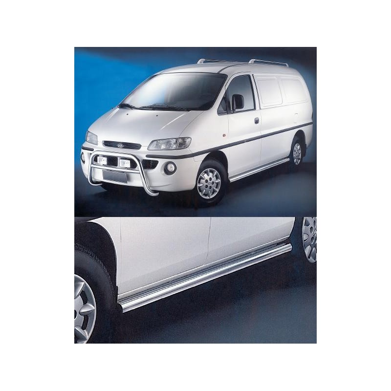 Estribos tubo carroceria corta inox H 1  Serie C 