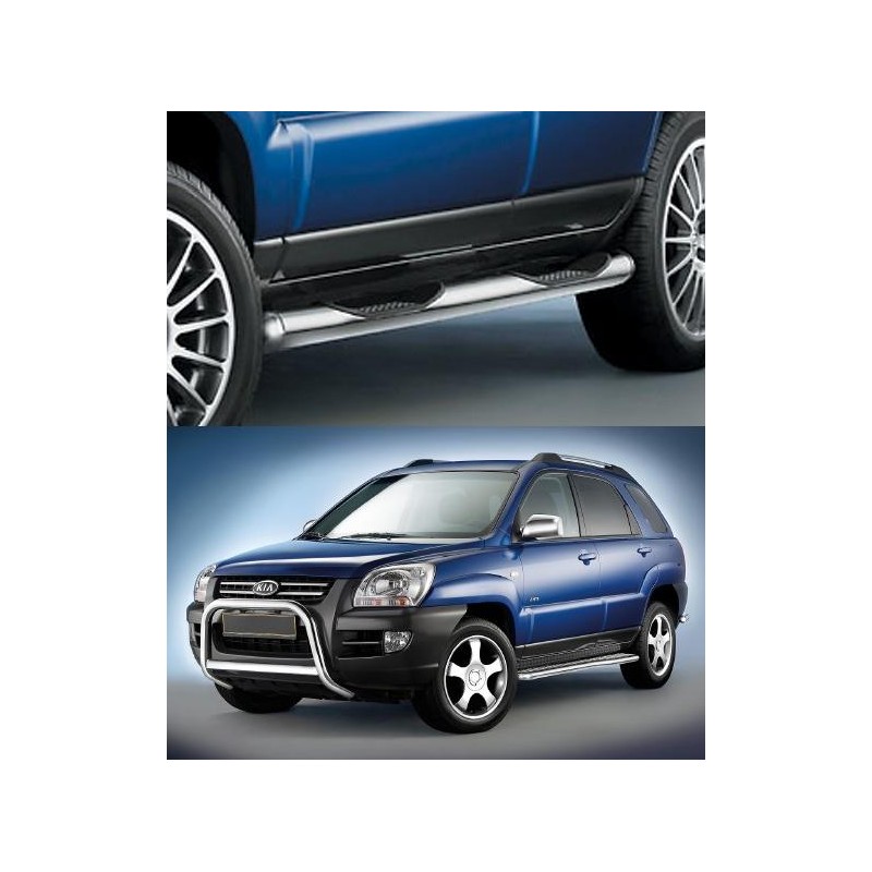 Estribos laterales inox 80 mm Sportage 2005   gt  mod  Combi  Serie