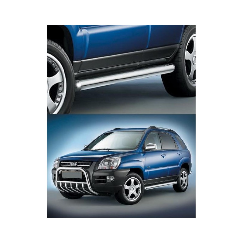 Estribos laterales en tubo inox 80 mm Sportage 2005   gt   Serie C 