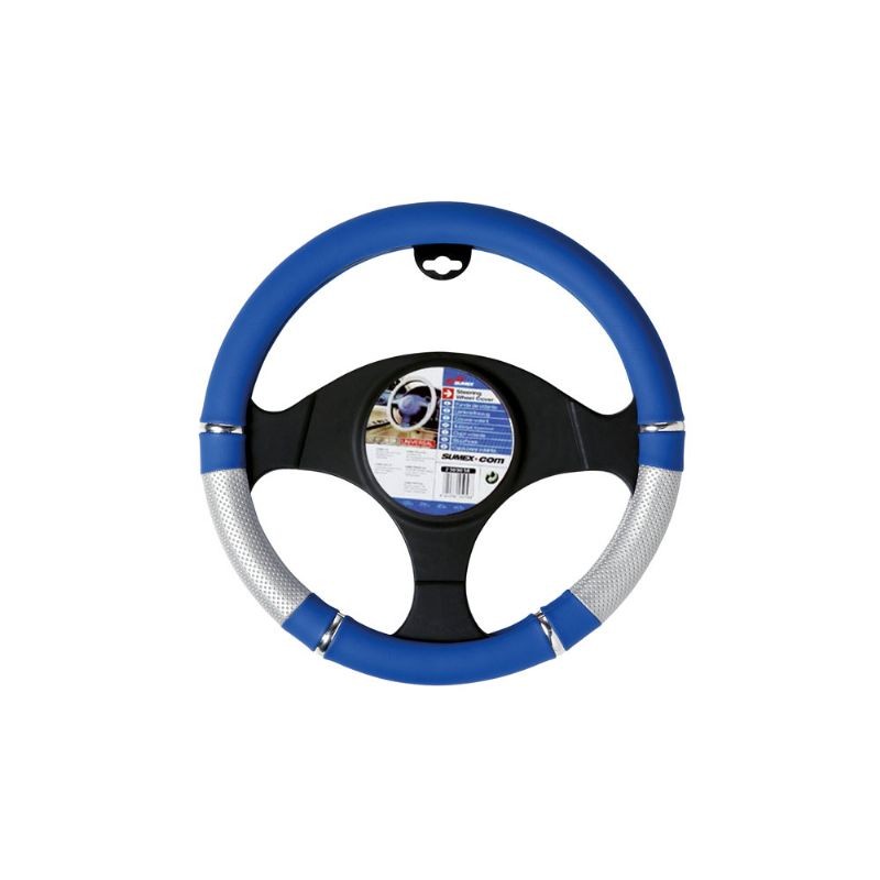 FUNDA VOLANTE PVC  ldquo POWER rdquo  AZUL PLATA 37 39 CM