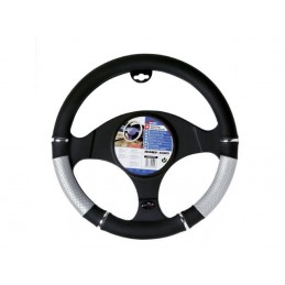 FUNDA VOLANTE PVC  ldquo POWER rdquo  NEGRA PLATA 37 39 CM