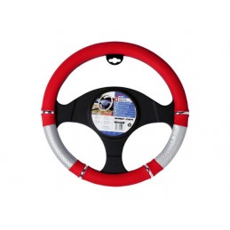 FUNDA VOLANTE PVC  ldquo POWER rdquo  ROJA PLATA 37 39 CM