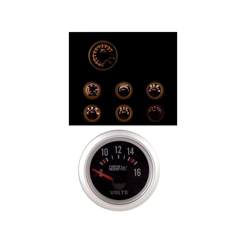 VOLTIMETRO NEGRO  quot RACE SPORT quot  DIAMETRO 52 MM  12V 