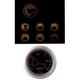 MANOMETRO NEGR0 PRESION TURBO  quot RACE SPORT quot  DIA 52MM 12V