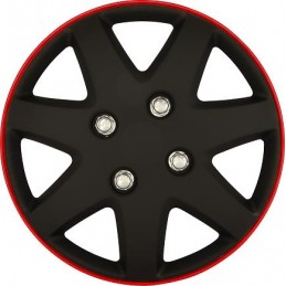 JUEGO TAPACUBOS 13   Matt Black Red Rim