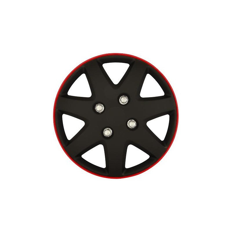 JUEGO TAPACUBOS 13   Matt Black Red Rim