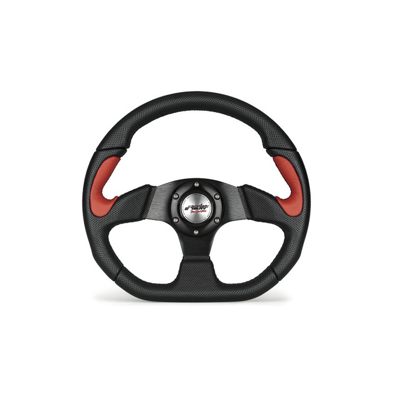 Volante Simoni X2 Poly Pelle  Formula  Rossa Inox Nera 330mm