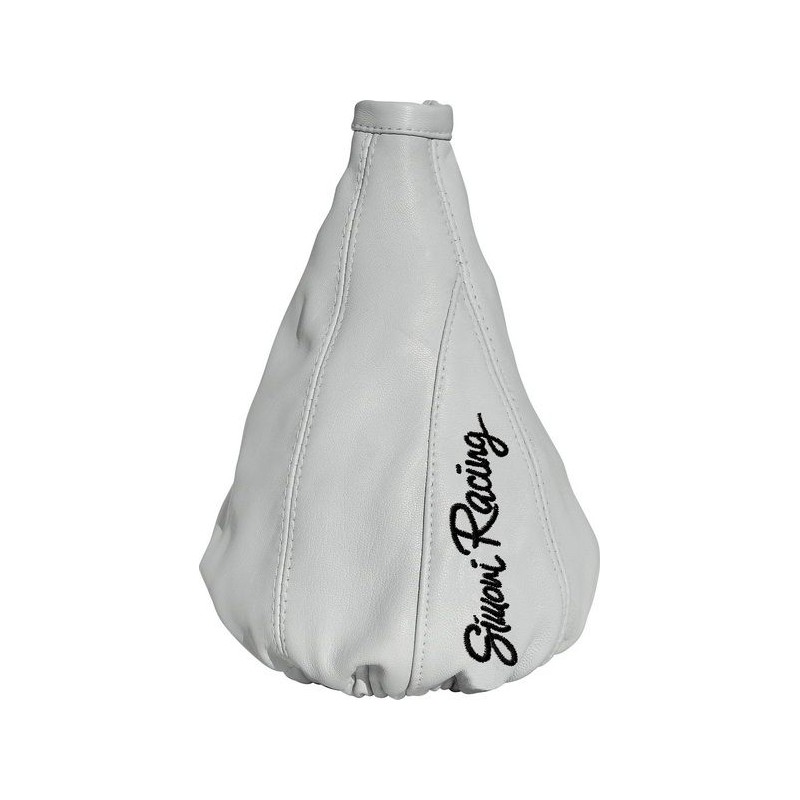 Funda Palanca Cambio Simoni  cuero liso blanco