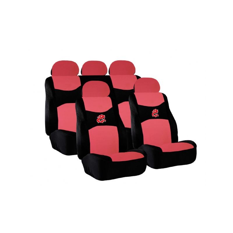 PACK FUNDA CUBREVOLANTE ALMOHADILLAS  quot DRAGON quot  ROJO