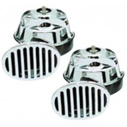 Jgo bocina caracol 2 sonidos   12v   Tapa crom  rejilla cromada