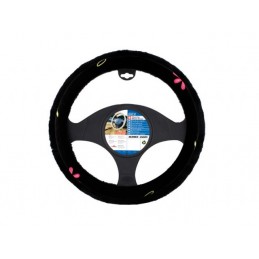 FUNDA VOLANTE TERCIOPELO  quot FLOWER POWER quot  NEGRO 38CM