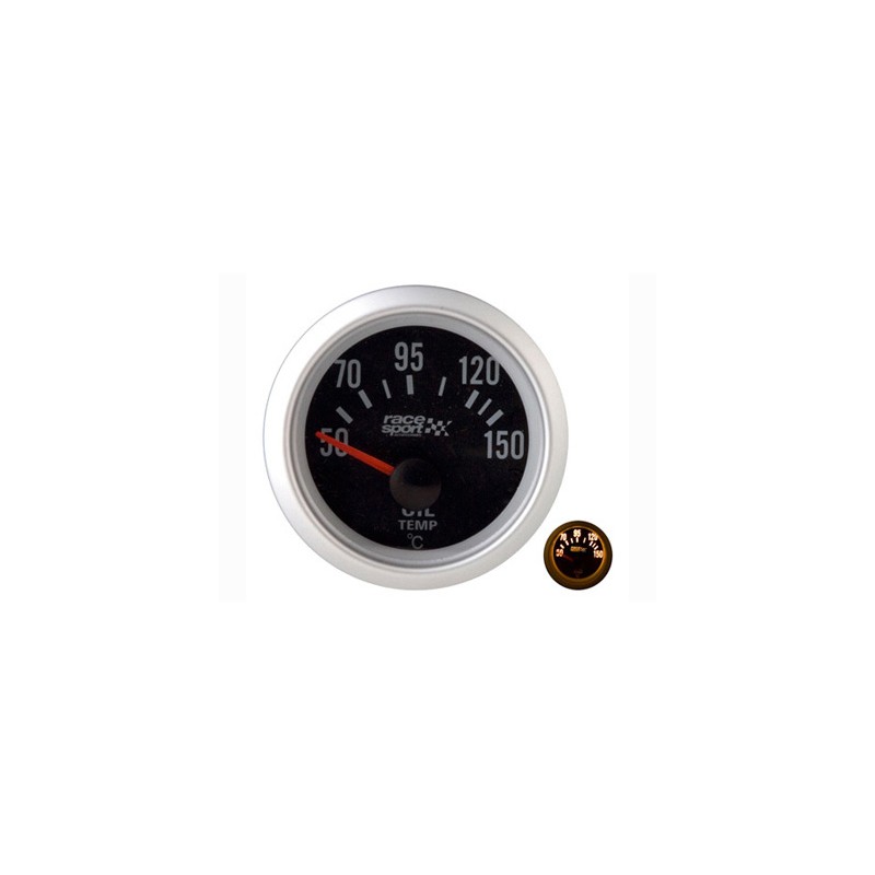 TERMOMETRO NEGRO TEMP ACEITE  quot RACE SPORT quot DIA 52 MM 12V 