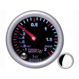 MANOMETRO PRESION TURBO  quot MIRROR LOOK quot  C LUZ 52MM 12V 