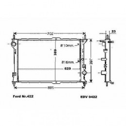 RADIADOR FORD TRANSIT CONNECT  02  gt  gt  620X390X23 1 8D M  AC