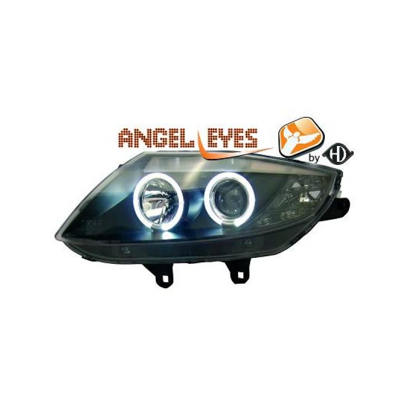 JUEGO FAROS DE DISENO BMW Z4  03 09  CRISTAL CLARO NEGRO 2 ANILL