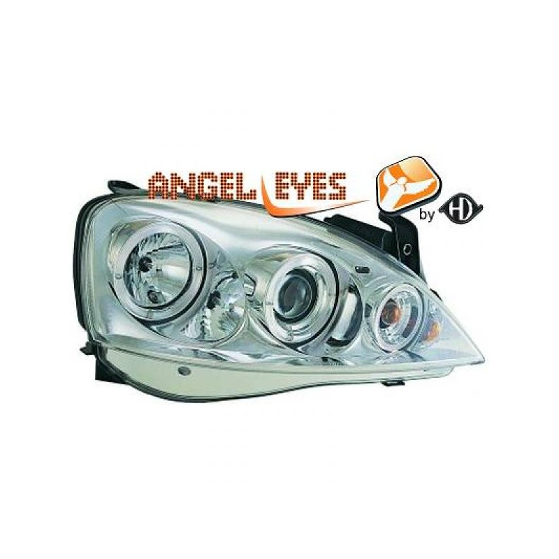 JUEGO FAROS DE DISENO OPEL CORSA C 00 06 CRISTAL CLARO CROMADO A