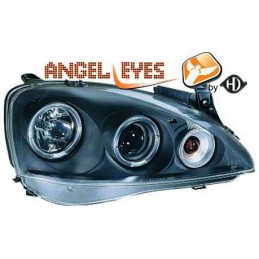 JUEGO FAROS DE DISENO OPEL CORSA C 00 06 CRISTAL CLARO NEGRO ANI