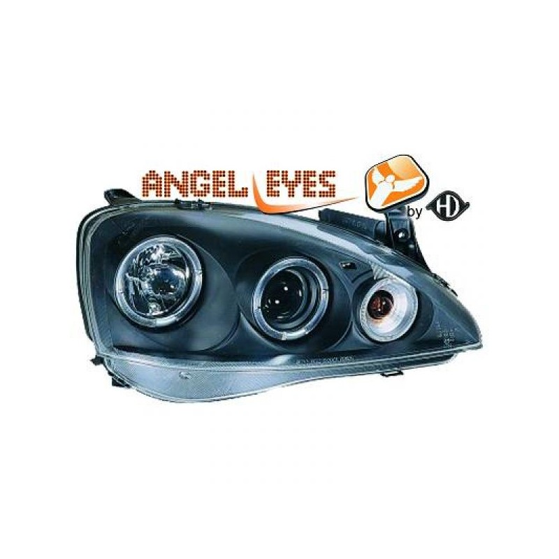 JUEGO FAROS DE DISENO OPEL CORSA C 00 06 CRISTAL CLARO NEGRO ANI