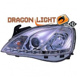 JUEGO FAROS DE DISENO OPEL CORSA C  00 06 CRISTAL CLARO CROMADO 