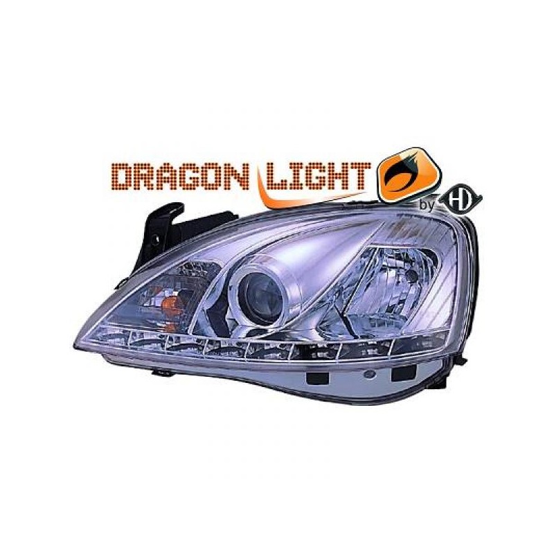 JUEGO FAROS DE DISENO OPEL CORSA C  00 06 CRISTAL CLARO CROMADO 