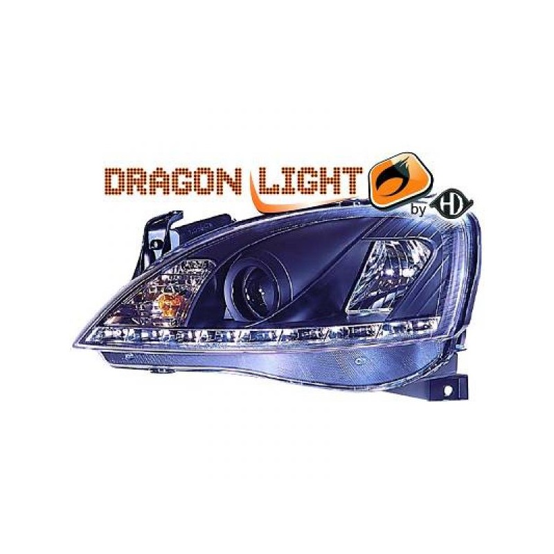 JUEGO FAROS DE DISENO OPEL CORSA C  00 06 CRISTAL CLARO NEGRO LE
