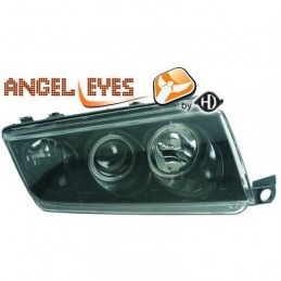 JUEGO FAROS DE DISENO SKODA FABIA 99 07 H7 H1 CRISTAL CLARO NEGR