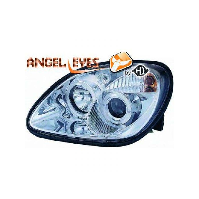 JUEGO FAROS DE DISENO MERCEDES SLK  96 04 CRISTAL CLARO  CROMADO
