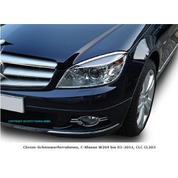 MARCOS CROMADOS FAROS DELANETEROS MERCEDES CLASE C W204 HASTA 3 