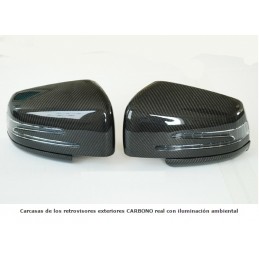CARCASAS RETROVISORES CARBONO REAL MERCEDES CLASE S W221 CON LUZ