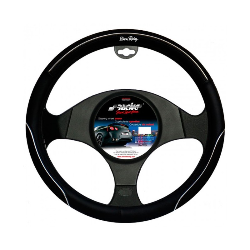 Funda volante Simoni Racing Chrome negra Eco Leder 37 39cm