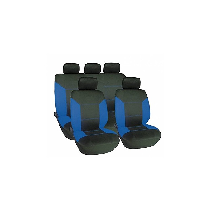 FUNDA TEXTIL ASIENTO  quot RACING quot  AZUL 9 PCS
