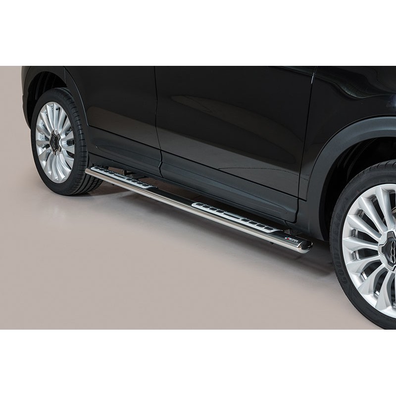 Estribos tubo inox Fiat 500X 2014  oval con pisantes Tipo DSP