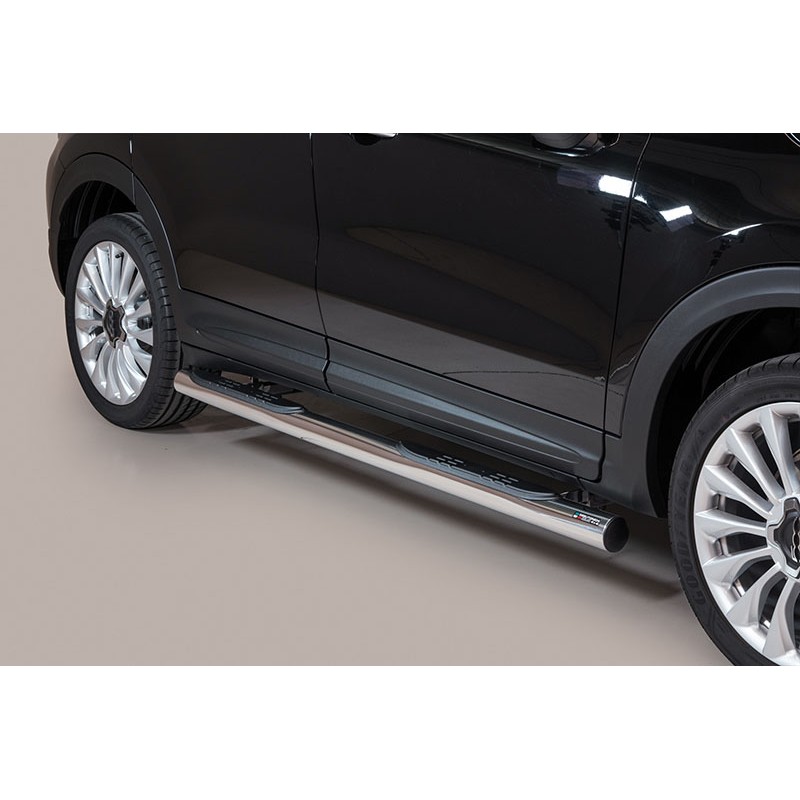 Estribos en tubo inox O76mm Fiat 500X 2014   con pisantes