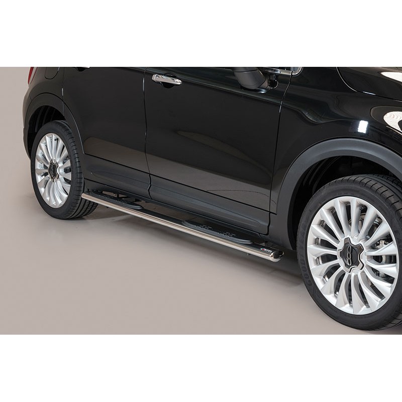 Estribos en tubo inox Fiat 500X 2014  oval con pisantes