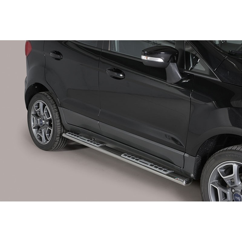 Estribos en tubo inox Ford Ecosport 2014   seccion oval con pisa