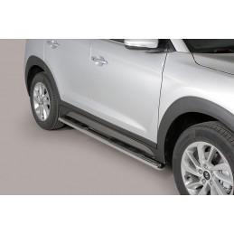 Estribos en tubo inox Hyundai Tucson 2015  seccion oval con pisa