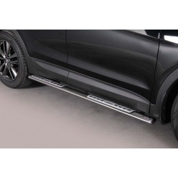 Estribos en tubo inox Hyundai Santa FE 2012  seccion oval con pi