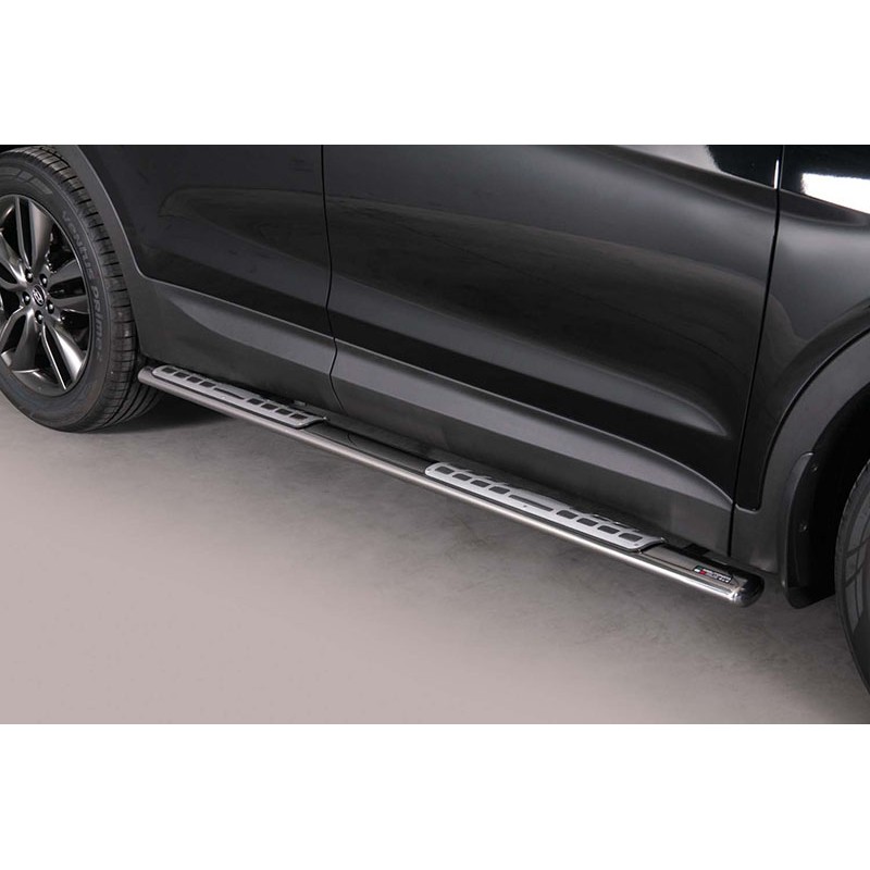 Estribos en tubo inox Hyundai Santa FE 2012  seccion oval con pi