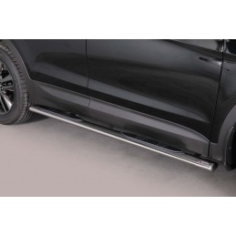 Estribos en tubo inox Hyundai Santa FE 2012  seccion oval con pi