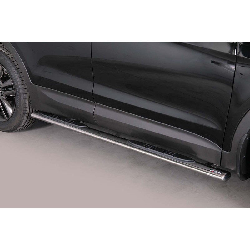 Estribos en tubo inox Hyundai Santa FE 2012  seccion oval con pi