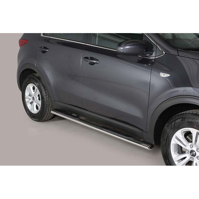 Estribos en tubo inox Kia Sportage 2016  seccion oval con pisant
