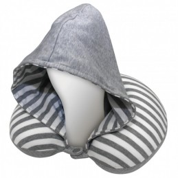 ALMOHADA PARA REPOSA CABEZA CON CAPUCHA GRIS BLANCO