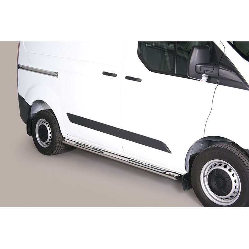 Estribos en tubo inox Ford Transit custom 2013  seccion oval con