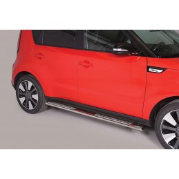 Estribos en tubo inox Kia Soul 2014  seccion oval con pisantes T