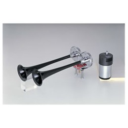 Juego bocinas con compresor 12v trompeta mide 30 2 y la otra 33 