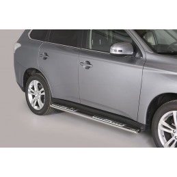 Estribos tubo inox  Mitsubishi Outlander 12 15 seccion oval con 