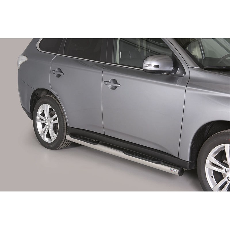 Estribos en tubo inox O76mm Mitsubishi Outlander 12 15 con pisan
