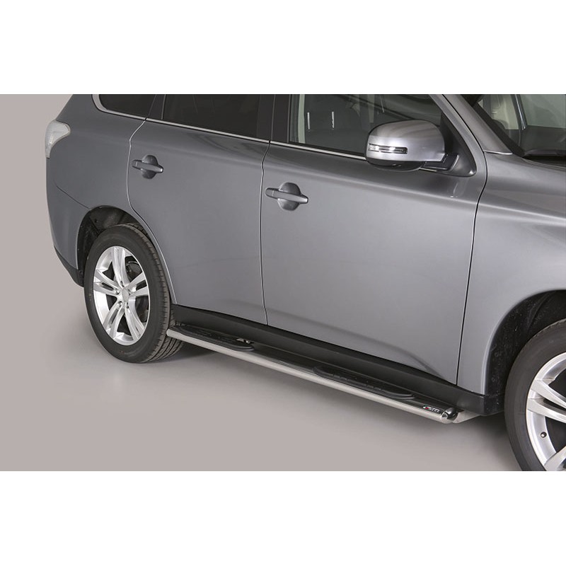 Estribos en tubo inox Mitsubishi Outlander 12 15 seccion oval co
