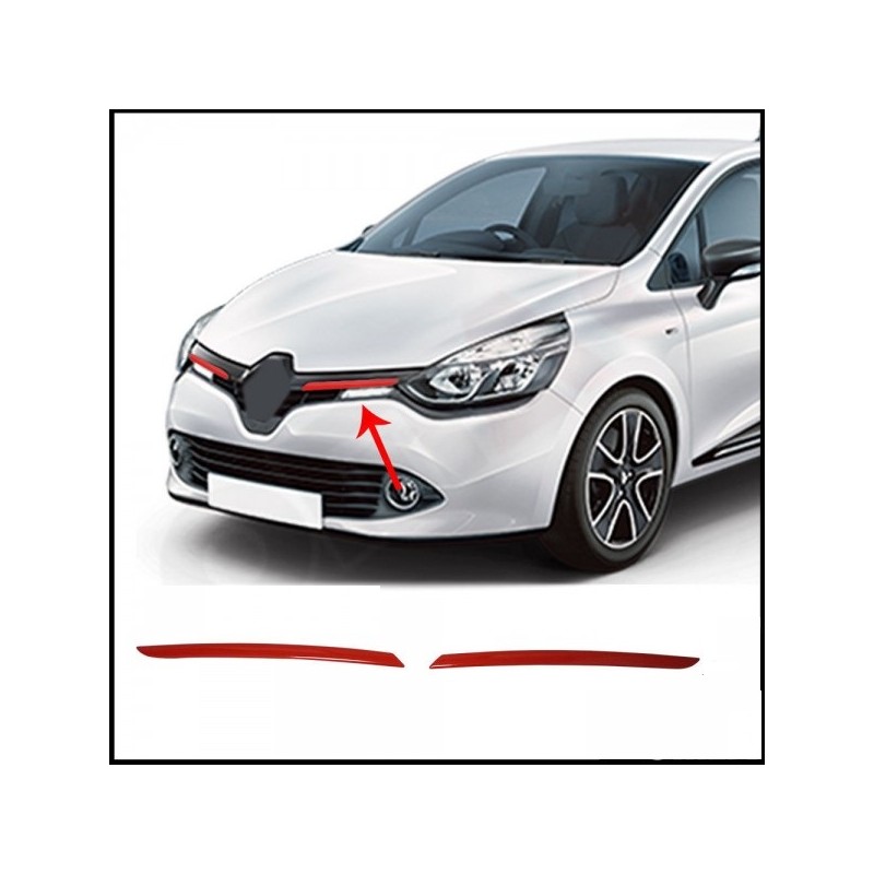 CUBRE PARRILLAS CROMADOS INOXIDABLE RENAULT CLIO IV 2012  ROJO